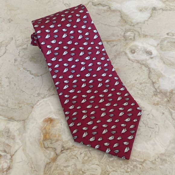 Hermes 100% Silk Tie “Sheep” - Picture 5 of 9